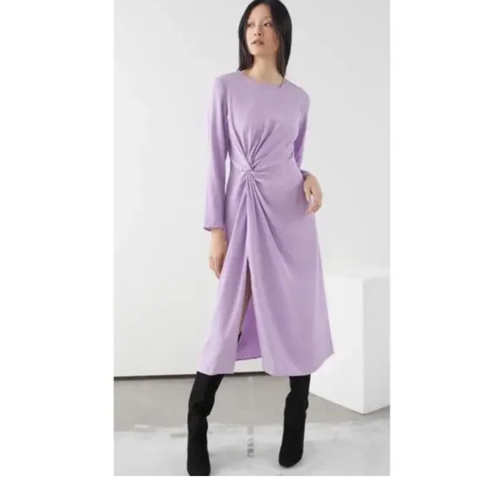 & Other Stories Paisley Twist Knot Lilac Midi Dress